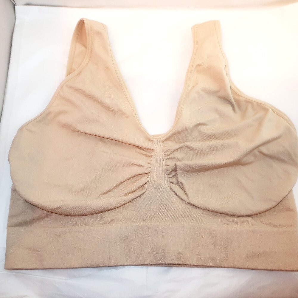 2 NEW 4X HANES JMS BRA Pure Comfort Seamless Bralette Just My Size # 1263 Nude - Picture 2 of 4